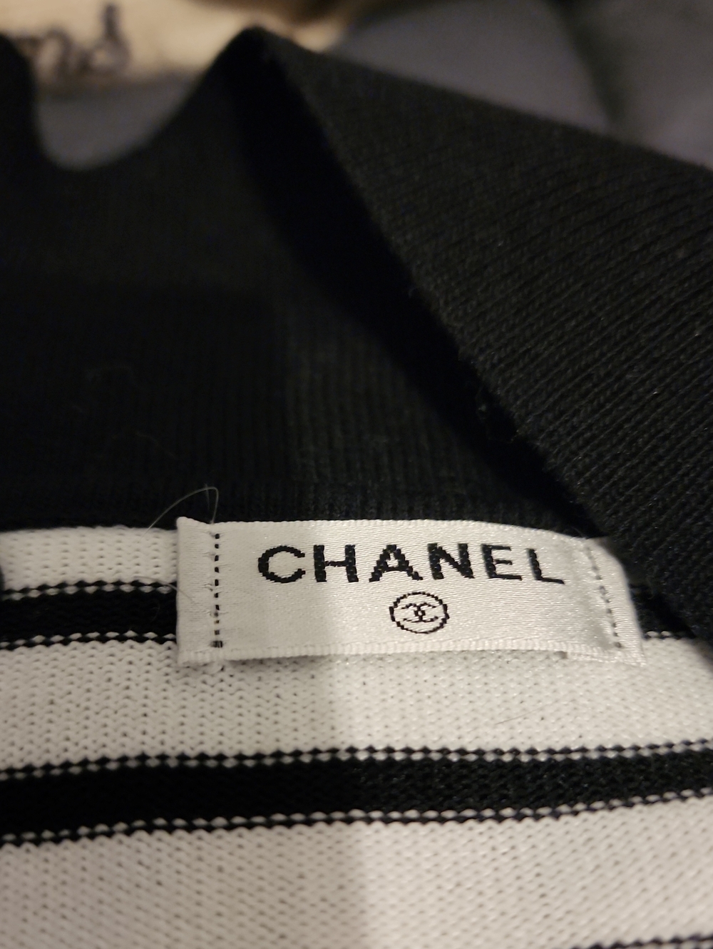 CHANEL Black and White Striped Knit Polo Mini Dress - So Cute! WOW! - Picture 2 of 4